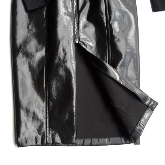 NWT$1050 RUNWAY COLLECTION Yigal Azrouel Knit Long Sleeves Leather Midi Dress 10 - Picture 5 of 16